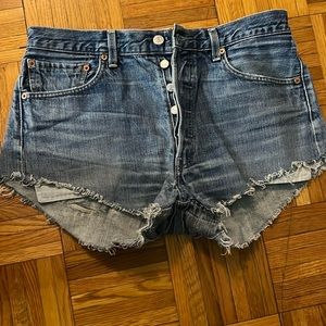Levi distressed denim cut offs